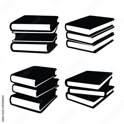 Four stacked book silhouettes depicting education and knowledge.