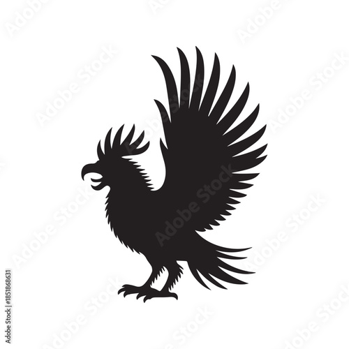 PBlack silhouette of a male badminton player with racket and birdie.rint