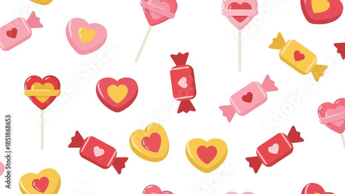 Colorful Heart-Shaped Candy Pattern for Valentine's Day