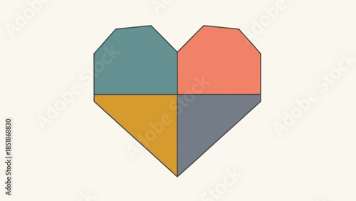 Modern Geometric Heart Illustration in Soft Colors
