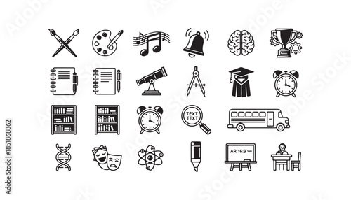 Collection of school and education icons