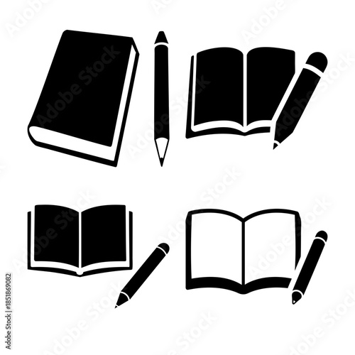 Education and learning symbols: books and pencils icon set.