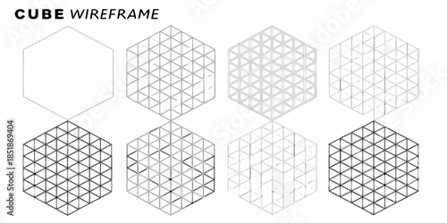 Geometric exploration of cube projections and wireframe hexagon variations