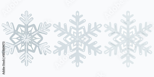 Delicate white snowflakes arranged in a horizontal winter themed decorative display
