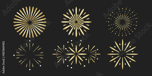 Golden firework displays an elegant arrangement of sparkling bursts and light trails