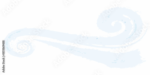 A delicate swirling light blue brushstroke design on a white background