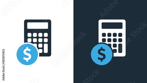Financial calculator icons - Blue icon set - Solid icons vector collection - Vector icon set - Line and glyph solid icon set - Icon vector - Flat Design Icon