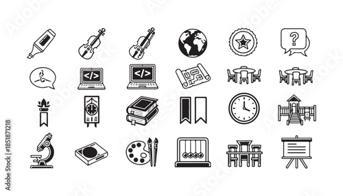 Collection of various educational and activity icons