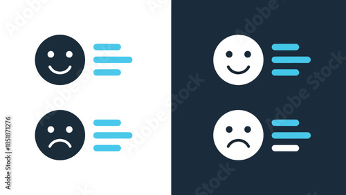 Emotion vector icons - Blue icon set - Solid icons vector collection - Vector icon set - Line and glyph solid icon set - Icon vector - Flat Design Icon