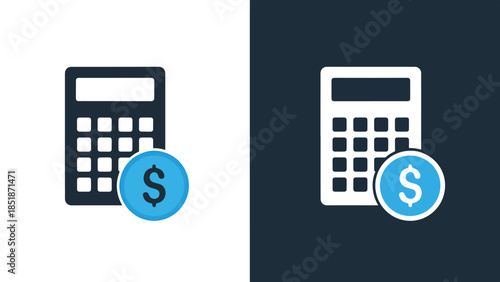 Financial calculator icons - Blue icon set - Solid icons vector collection - Vector icon set - Line and glyph solid icon set - Icon vector - Flat Design Icon