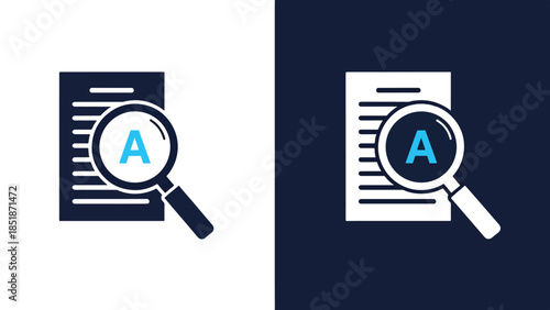 Search and magnifying glass icon set - Blue icon set - Solid icons vector collection - Vector icon set - Line and glyph solid icon set - Icon vector - Flat Design Icon