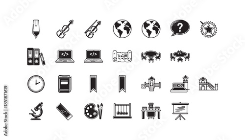 Collection of educational and school-related icons