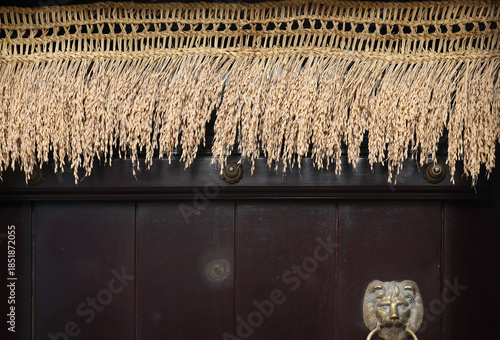 Indian traditional paddy toran in main door entrance