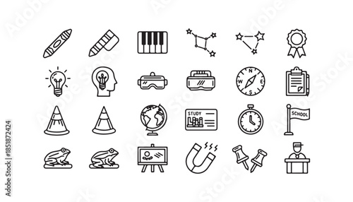 Set of education and science icons for school and learning