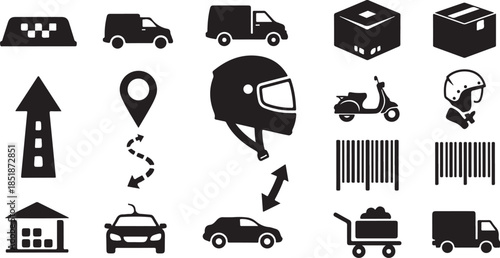 Delivery and logistics service icons set