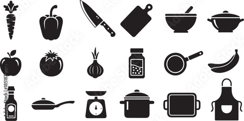 Cooking and kitchen food icon set