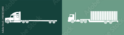 Trucks hauling cargo containers isolated on transparent background, isolated on white background, Vector, illustration