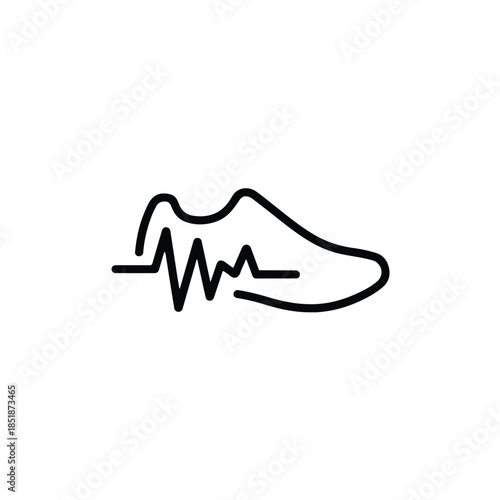 Running shoe line icon with integrated heartbeat pulse for fitness and health tracking concept
