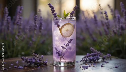 8k view lavender infused gin tonic.