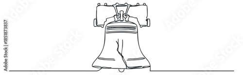 A minimalist outline illustration of the Liberty Bell, a symbol of American independence and freedom, ideal for historical designs