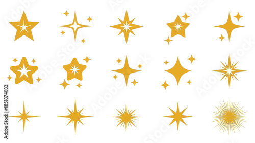 Sparkle and Shine A Collection of Golden Starburst Icons for Festive and Magical Designs