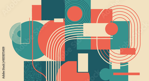 Abstract Geometric Composition with Retro Vibes.