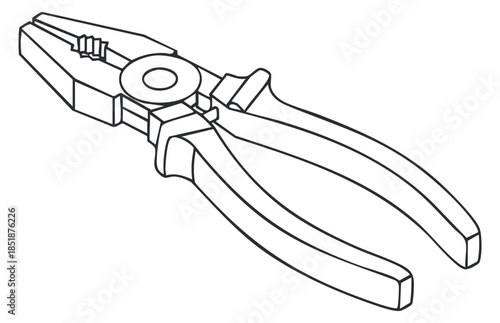 A pair of pliers in clean outline vector style, suitable for technical illustrations and DIY project designs