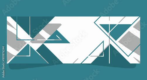 Abstract Geometric Background with Teal and Gray Shapes.