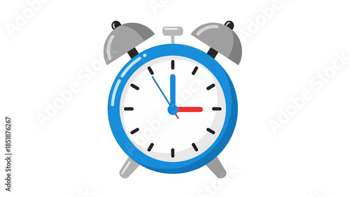 Classic Blue Alarm Clock with Red Second Hand