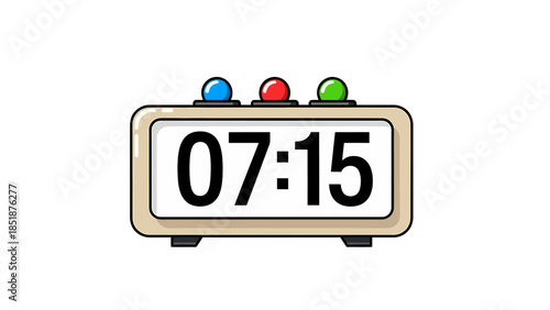 Digital Clock with Red, Green, and Blue Buttons
