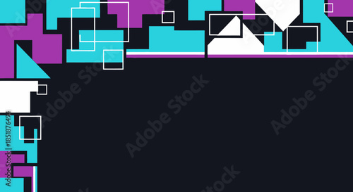 Abstract Geometric Shapes Background with Purple and Teal Colors.