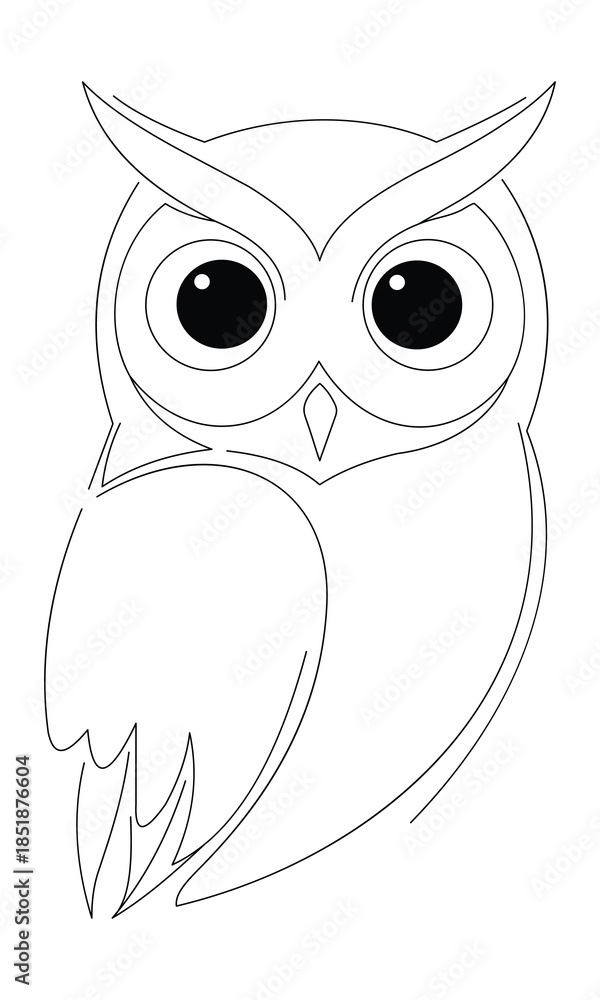 Obraz premium Simple black and white owl line art illustration