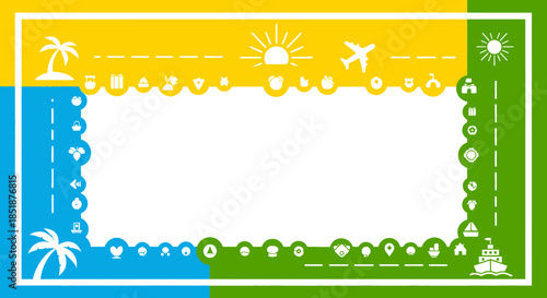 Summer Travel Vacation Holiday Frame Border Background.