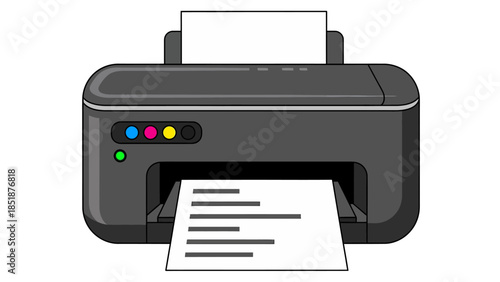 Colorful Inkjet Printer Printing Document