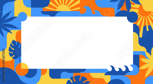 Summer Abstract Background with Tropical Elements and Copy Space.