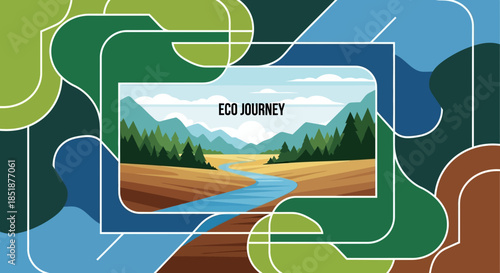 Eco Journey Landscape with Abstract Organic Shapes.