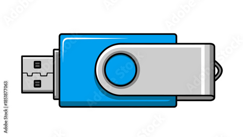 Blue USB Flash Drive with Swivel Metal Cover
