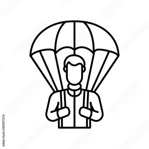 Isolated icon, person parachuting. simple design isolated icon. Vector illustration