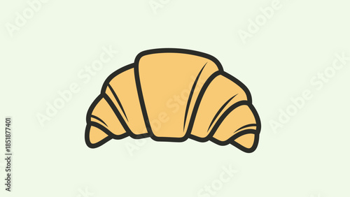 A charming cartoon illustration of a golden French croissant.