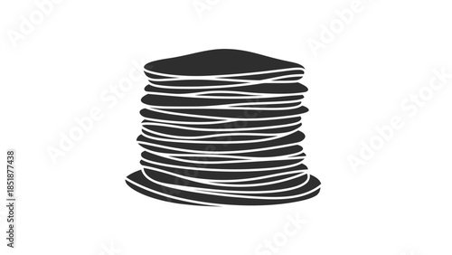 A simple silhouette of a stack of pancakes.