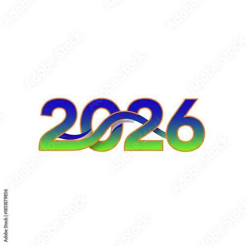 Vibrant 2026 Year Number Design Showcasing Dynamic Gradient Colors, Ideal for Future Events and Modern Celebrations.