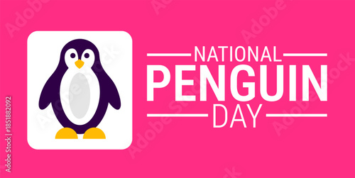 National Penguin Day background, banner, card or poster design template is observed every year during January, to raise awareness about the mission. Vector illustration.