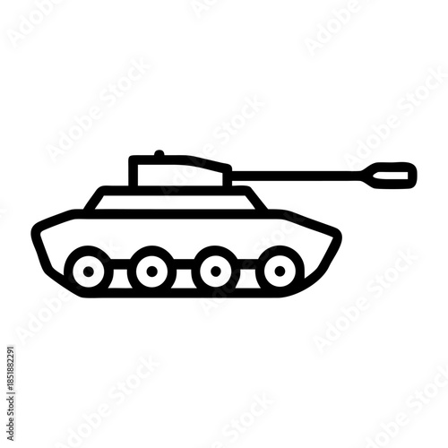 A military tank icon bold outline vector illustration design