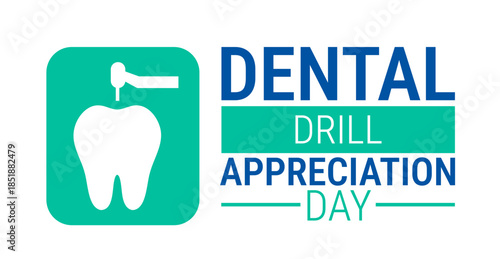Dental Drill Appreciation Day background, banner, card or poster design template is observed every year during January, to raise awareness about the mission. Vector illustration.
