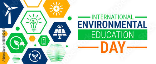 International Environmental Education Day background, banner, card or poster design template is observed every year during January, to raise awareness about the mission. Vector illustration.