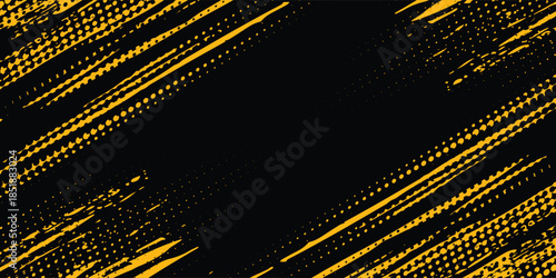 Dots pop art comics sport style vector illustration. Dots halftone yellow and black color pattern gradient grunge texture dots sport