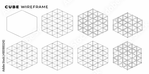 Geometric wireframe cube patterns a visual exploration of spatial forms and designs