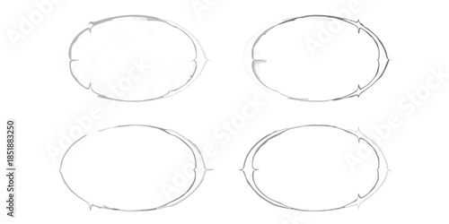 Four glowing white circular frames against a solid black background