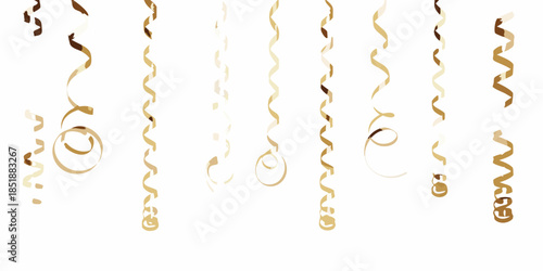 Golden streamers cascading down creating a festive and celebratory atmosphere