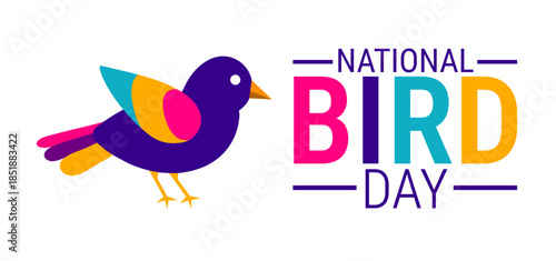 National Bird Day background, banner, card or poster design template is observed every year during January, to raise awareness about the mission. Vector illustration.